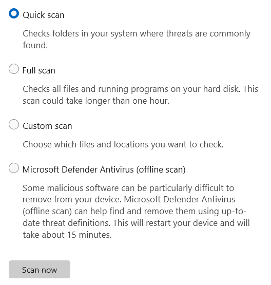 Scan options 內有4個選項