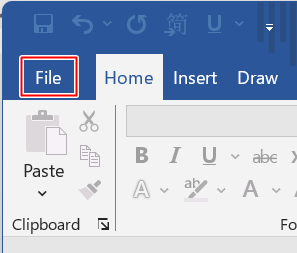開 MS Word → 點擊「File」打開選單。