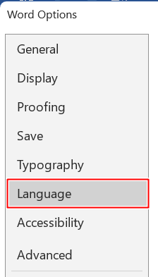 在 options 設定視窗內 → 選擇「Languages」。