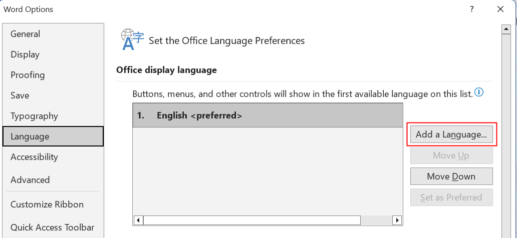 在右方選擇「Add a Language」。
